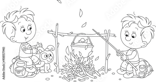 Little boy-scouts with a sm...