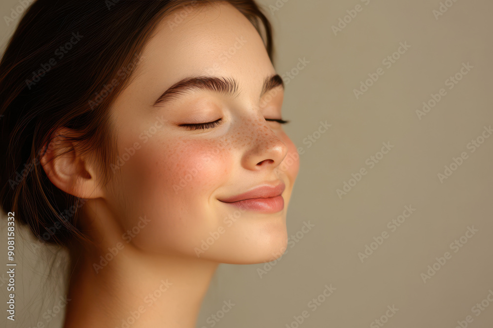 A close up of a girl's face with her eyes closed A close up of a girl's face with her eyes closed