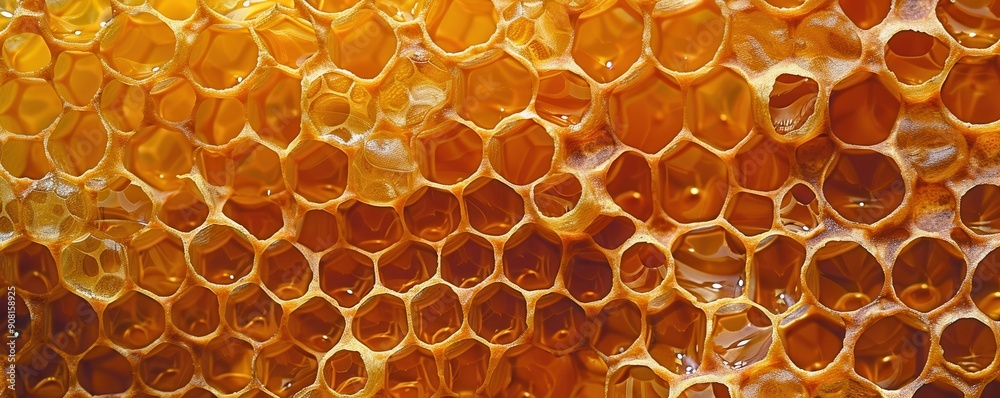 Close-up of honeycomb structure, vibrant and detailed. Close-up of honeycomb structure, vibrant and detailed.