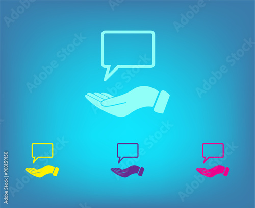 Vector color icons on blue background with gradient
