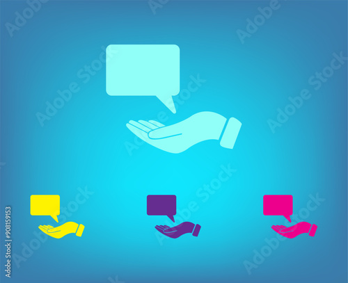 Vector color icons on blue background with gradient