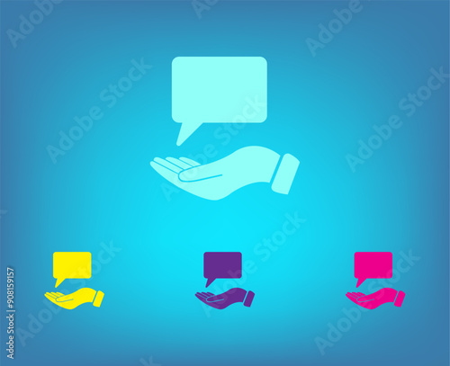 Vector color icons on blue background with gradient