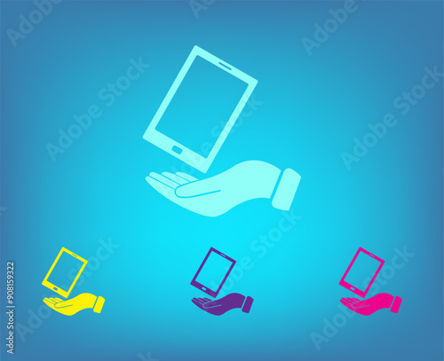 Vector color icons on blue background with gradient