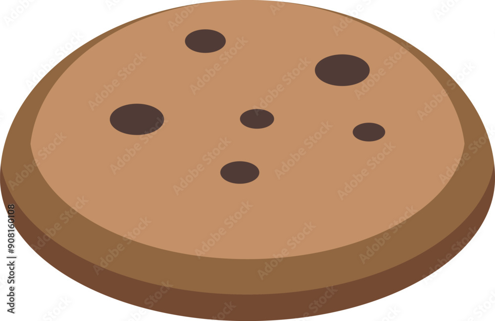 Round cookie with chocolate chips lying on white background Round cookie with chocolate chips lying on white background