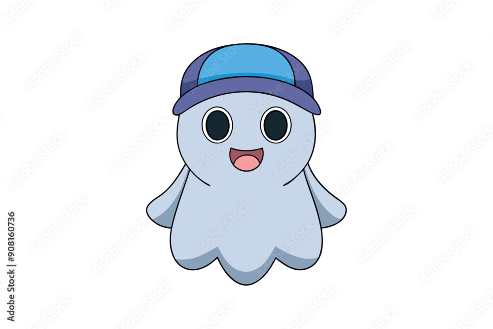 Obraz premium Halloween cute Ghost and Festive Elements on vector art