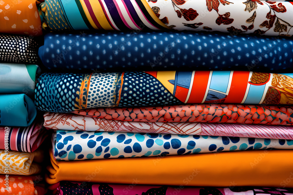 Creativity Unleashed: An Array of Vibrant Fabrics Displaying Diversity in Colors, Patterns and Textures Creativity Unleashed: An Array of Vibrant Fabrics Displaying Diversity in Colors, Patterns and Textures