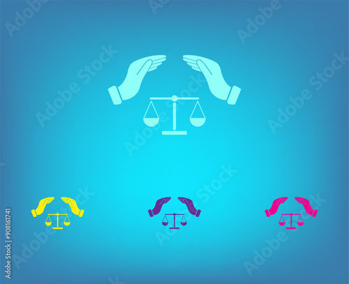 Vector color icons on blue background with gradient