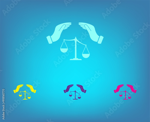 Vector color icons on blue background with gradient