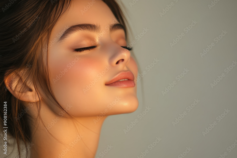 A close up of a girl's face with her eyes closed A close up of a girl's face with her eyes closed