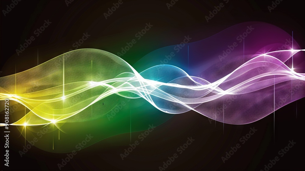 A vibrant wave of light shimmers against a dark backdrop, featuring distinct white streaks emanating upward A vibrant wave of light shimmers against a dark backdrop, featuring distinct white streaks emanating upward