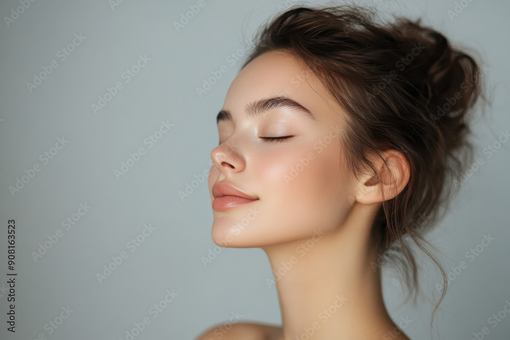 A close up of a girl's face with her eyes closed A close up of a girl's face with her eyes closed
