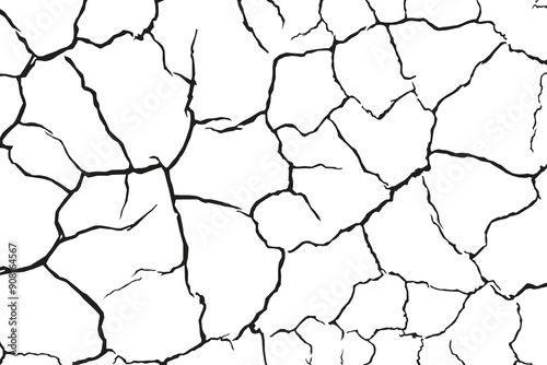 Vector and clip art pattern with many cracks and scratches. Cracked barren desert earth on background banner caused by drought from global warming.