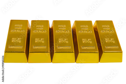 Gold bars isolated on transparent background , png