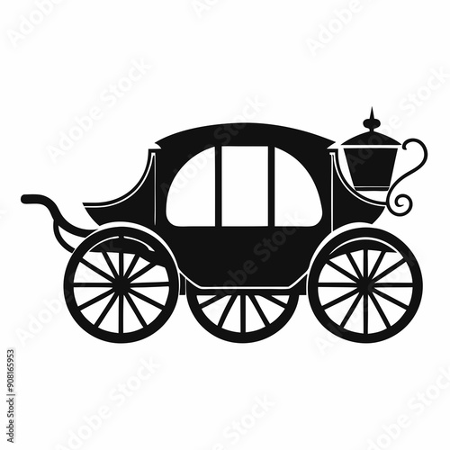 Elegant Carriage Silhouette Logo on White Background