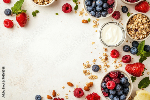 Healthy breakfast with blank space.