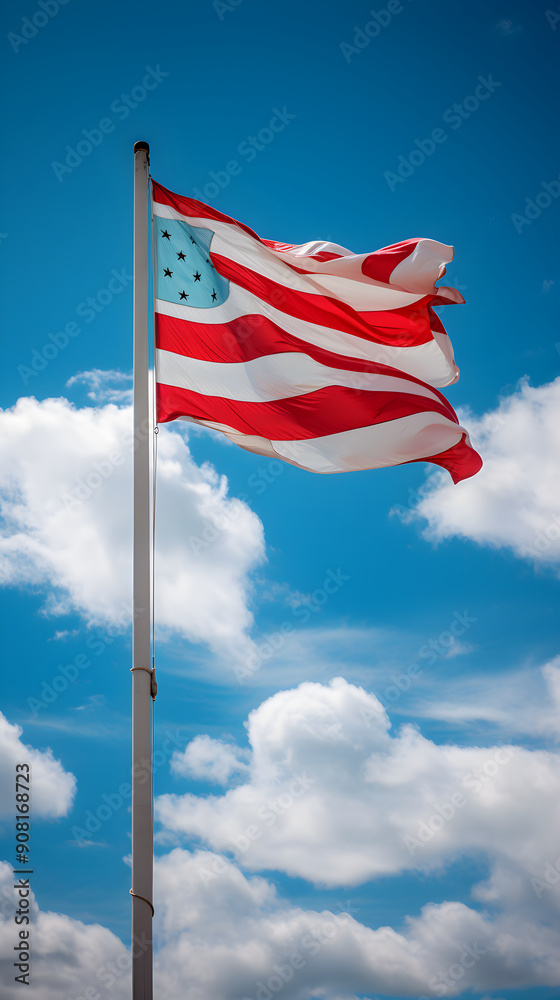 The Symbol of Pride and Unity: A Vibrantly Waving Flag under the Majestic Sky The Symbol of Pride and Unity: A Vibrantly Waving Flag under the Majestic Sky
