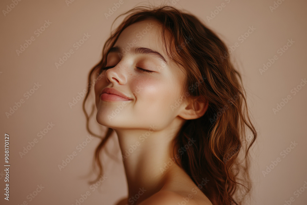 A close up of a girl's face with her eyes closed A close up of a girl's face with her eyes closed