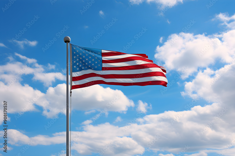 The Symbol of Pride and Unity: A Vibrantly Waving Flag under the Majestic Sky The Symbol of Pride and Unity: A Vibrantly Waving Flag under the Majestic Sky