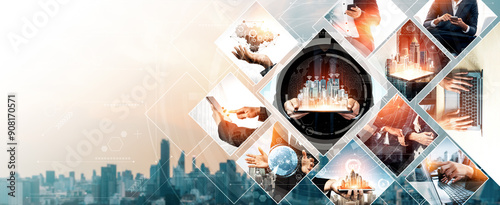 Photos Communication technology , smart connection IOT and people network technology concept