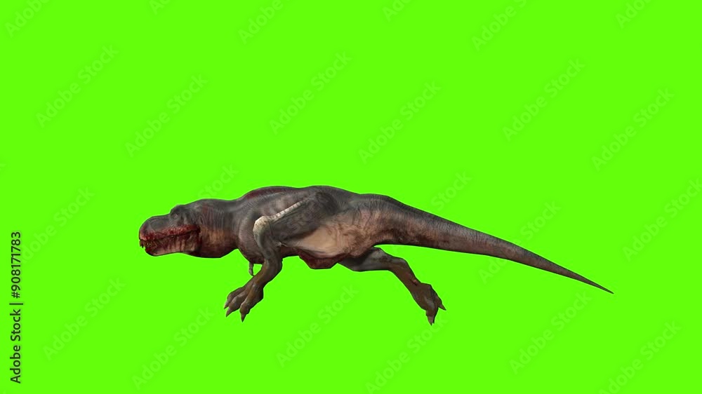 T-rex momma dinosaur sprint green screen animation 3D rendering T-rex momma dinosaur sprint green screen animation 3D rendering