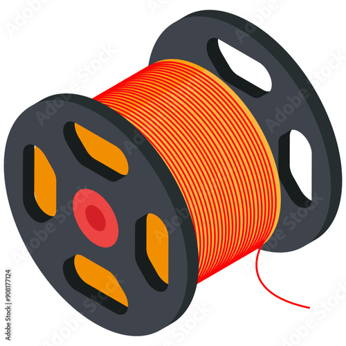 Isometric Cable Reel Icon