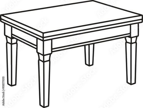 Desk table and Dining Table silhouette vector icon of table and chairs in flat style illustration 