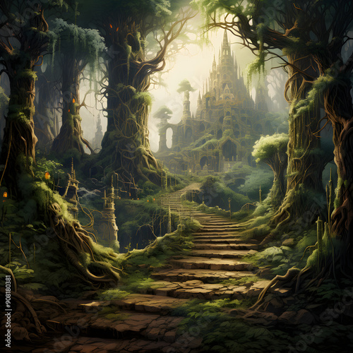 Enchanted Forest Journey: An Epic Quest Through MagicalLandscapes And Ancient Ruins photo