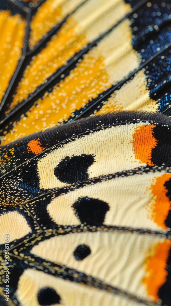 Naklejka premium Exquisite papilio demoleus butterfly wing pattern in close-up detail