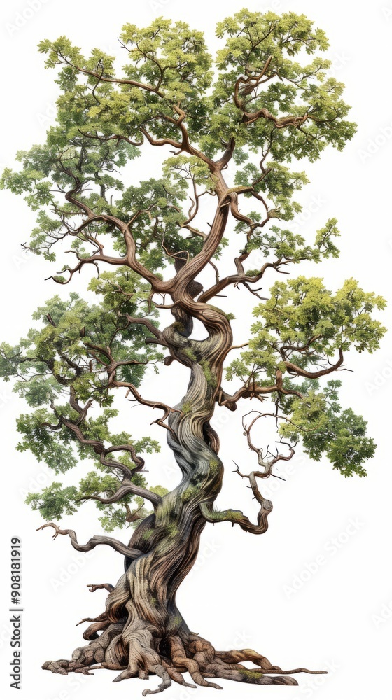 Family tree illustration with detailed branches and leaves Family tree illustration with detailed branches and leaves