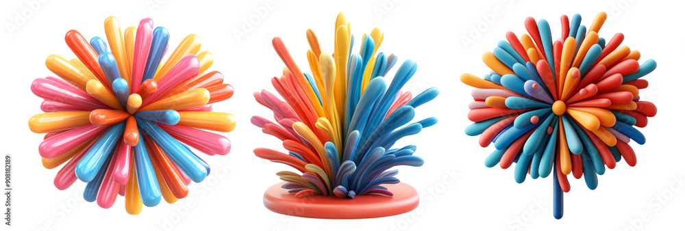 Festive Colorful Balloons Set Isolated on Transparent Background Festive Colorful Balloons Set Isolated on Transparent Background