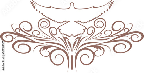 color dove design, white dove, white dove branch, swirl branches, swirl branches and dove, ad, advertisement element, religious element, religious design, logo, website element, vector design, branch