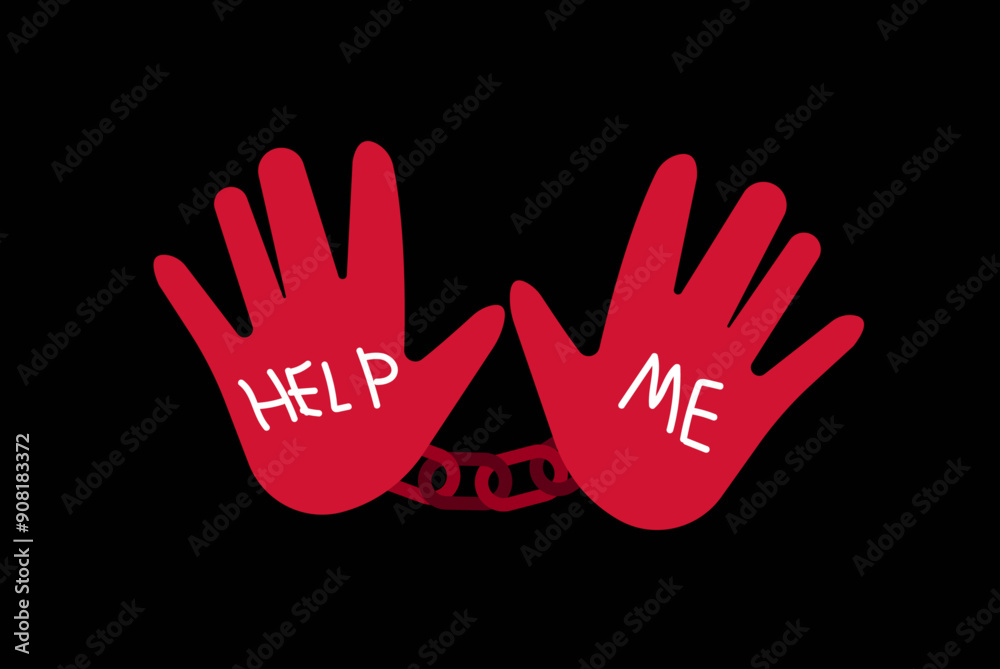 Fototapeta premium Human trafficking person trapped illustration