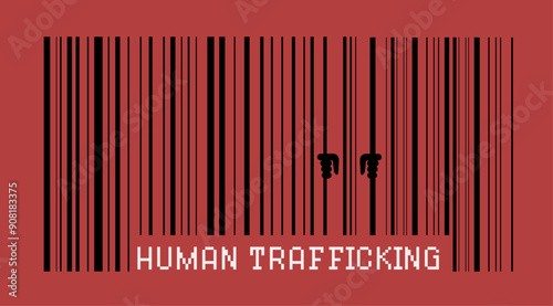 Human trafficking person trapped illustration