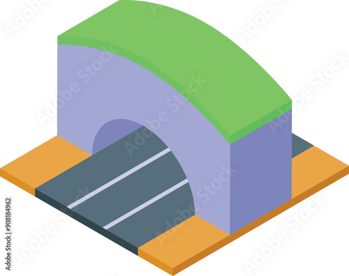 Modern city overpass connecting two roads isometric icon, urban infrastructure element for transport design projects