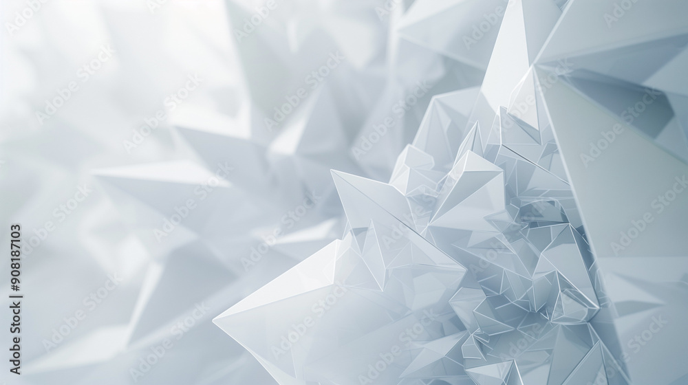 Digital design of clean white background for website, with stone futuristic sharp crystal patterns only on the right side. The rest of the space is clean and white for text, modern and dynamic aesthet Digital design of clean white background for website, with stone futuristic sharp crystal patterns only on the right side. The rest of the space is clean and white for text, modern and dynamic aesthet