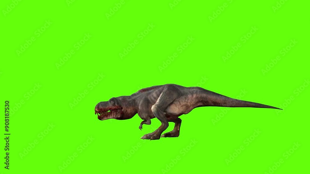 T-rex momma dinosaur turn 180 right green screen animation 3D rendering T-rex momma dinosaur turn 180 right green screen animation 3D rendering
