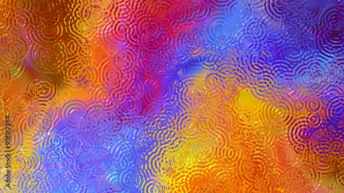 Abstract 4K Video with vibrant color combinations including shades of blue, orange, red and yellow, with swirl and circle patterns creating a sense of movement 