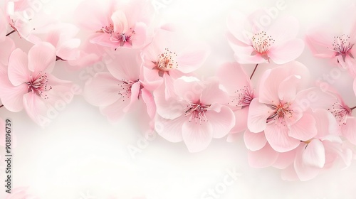  A close-up of pink flowers on a white background for T-shirt designs with space for text or images