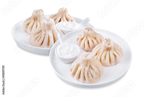 Khinkali on a white isolated background photo