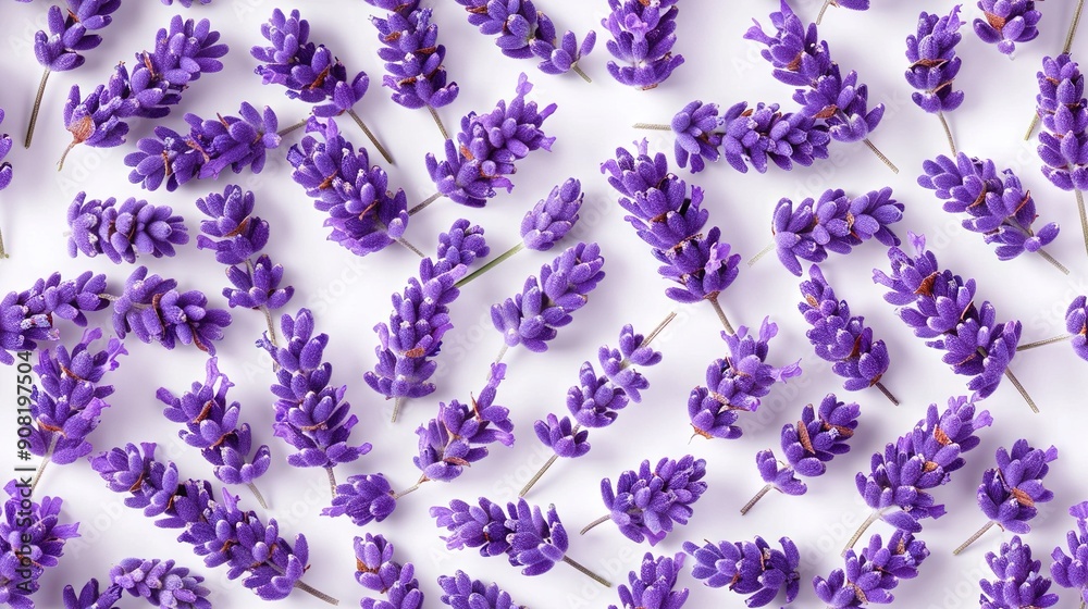 A bouquet of purple flowers placed on a white background, with their stems visible A bouquet of purple flowers placed on a white background, with their stems visible
