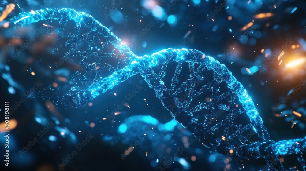 Glowing Blue DNA Helix