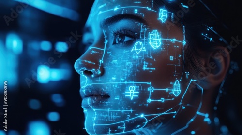 Wallpaper Mural Digital Interface, Woman, Futuristic Torontodigital.ca