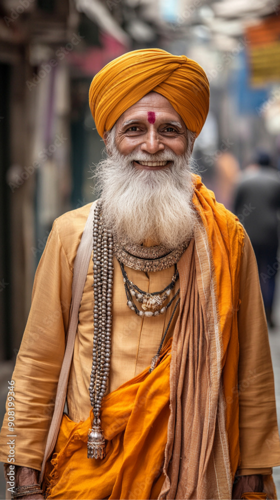 a sikh old man. smiling and walking in a street. muslim traditional clothes. a sikh old man. smiling and walking in a street. muslim traditional clothes.