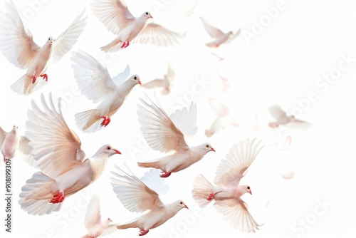 A group of doves flyin photo