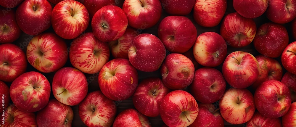 Fresh red apples, top view, vibrant and plentiful. Fresh red apples, top view, vibrant and plentiful.