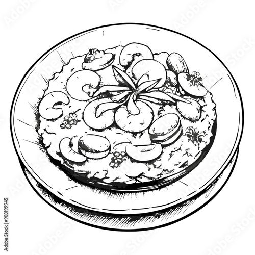 Jambalaya Illustration, Black and White, Cajun Cuisine Concept