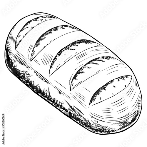 Bread Illustration, Black and White, Bakery Concept