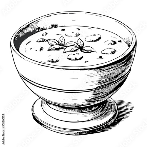 Bisque Illustration, Black and White, Soup Concept