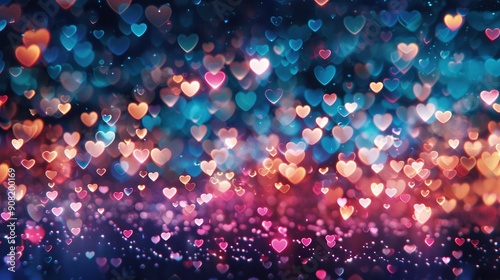    multiple hearts against a backdrop of blue, pink, and red with a sharp background