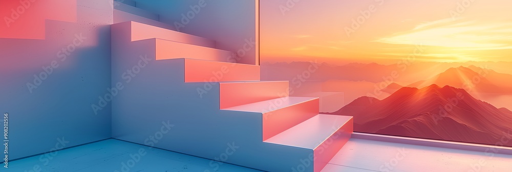 a room with a window and a staircase a room with a window and a staircase